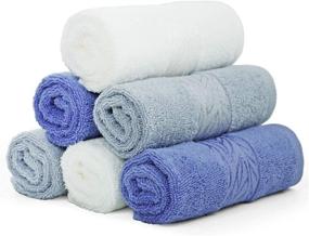 img 3 attached to 🧼 Cleanbear Washcloths & Face Towels for Bathrooms: Large Soft Wash Cloths with Decorative Patterns, 6-Pack (13x13 Inches)