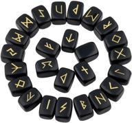 🔮 rockcloud black obsidian rune stones: tumbled engraved lettering crystal set for wicca, healing, chakra & reiki logo