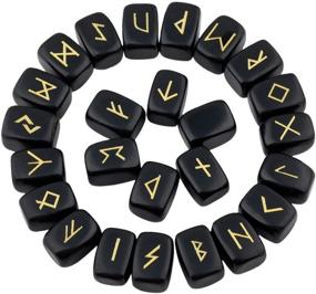 img 3 attached to 🔮 Rockcloud Black Obsidian Rune Stones: Tumbled Engraved Lettering Crystal Set for Wicca, Healing, Chakra & Reiki