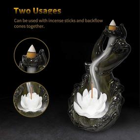 img 3 attached to Soundance Backflow Incense Holder Set - Ceramic Buddha Hand Lotus Design, Includes 100 Incense Cones + 30 Sticks for Yoga Meditation, Aromatherapy, and Home Decoration