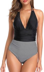 img 4 attached to Holipick Swimsuit Striped Monokini Bathing Women's Clothing and Swimsuits & Cover Ups