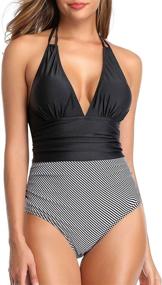 img 3 attached to Holipick Swimsuit Striped Monokini Bathing Women's Clothing and Swimsuits & Cover Ups