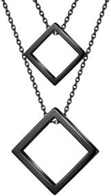 img 4 attached to 💎 Beautlace Multilayered Triangle Pendant Necklace - Silver / 18K Gold / Black Gun Plated - Minimalistic Geometric Choker Set for Couples and Lovers