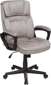 img 4 attached to 🪑 Amazon Basics Classic Office Desk Computer Chair - Adjustable, Swiveling, Ultra-Soft Microfiber, Light Gray with Lumbar Support