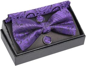 img 3 attached to Alizeal Paisley Pre Tied Purple Cufflinks: Must-have Men's Accessories for Ties, Cummerbunds & Pocket Squares