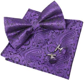 img 4 attached to Alizeal Paisley Pre Tied Purple Cufflinks: Must-have Men's Accessories for Ties, Cummerbunds & Pocket Squares