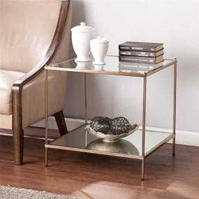 img 2 attached to Glamorous Gold Mirrored End Table: SEI Furniture Knox 2-Tier Design