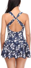 img 3 attached to 👗 Flattering and Stylish: SHEKINI Women's Crisscross One Piece Swimdress with Tummy Control