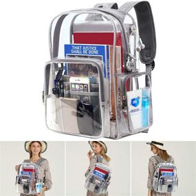 img 4 attached to Clear Backpack Transparent Bookbag Girls Backpacks