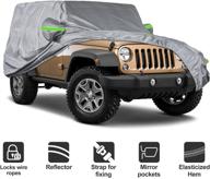 waterproof 6 layer heavy duty jeep wrangler cover for 2 door models (tj, cj, yj, jk 1987-2020) with anti-theft and door zipper lock – fits up to 170×74×74 inch logo