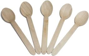 img 1 attached to 50 Pack of HUJI Eco-Friendly Wooden Spoons, Disposable Wood Cutlery, 6.1 inches