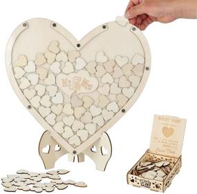 img 4 attached to Wooden Frame Wedding Guest Book Alternative with 75 Blank Hearts - Ideal for Anniversary, Baby Shower, Home Rustic Wedding Decorations, Display Easel, Birthday Party Decoration