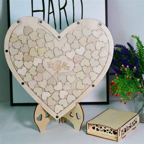img 1 attached to Wooden Frame Wedding Guest Book Alternative with 75 Blank Hearts - Ideal for Anniversary, Baby Shower, Home Rustic Wedding Decorations, Display Easel, Birthday Party Decoration