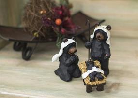 img 1 attached to 🐻 3-Piece Figurine Set: Black Bear Nativity Scene