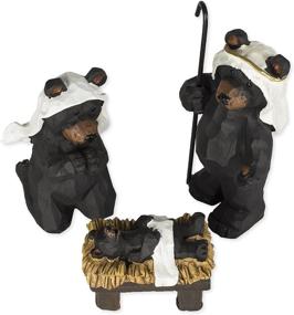 img 2 attached to 🐻 3-Piece Figurine Set: Black Bear Nativity Scene