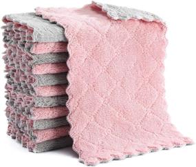 img 4 attached to 🧼 12-Pack of Double-Sided Microfiber Cleaning Cloths: Lint-Free, Absorbent Towels for Kitchen and Car Cleaning