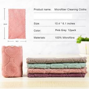 img 3 attached to 🧼 12-Pack of Double-Sided Microfiber Cleaning Cloths: Lint-Free, Absorbent Towels for Kitchen and Car Cleaning