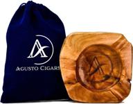 🪑 premium wood holder ashtray: stylish decor with large capacity for cigar accessories логотип