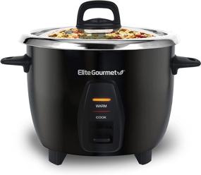 img 4 attached to Elite Gourmet Maxi-Matic Electric Rice Cooker with Stainless Steel Inner Pot - Ideal for Soups, Stews, Porridge's, Grains, and Cereals, 10 cups cooked (5 Cups uncooked), in Sleek Black