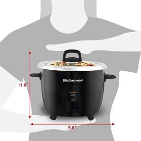 img 1 attached to Elite Gourmet Maxi-Matic Electric Rice Cooker with Stainless Steel Inner Pot - Ideal for Soups, Stews, Porridge's, Grains, and Cereals, 10 cups cooked (5 Cups uncooked), in Sleek Black