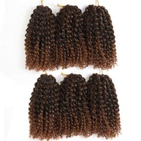 img 1 attached to 🌊 6 Bundles 8 Inch Short Passion Twist Crochet Hair | Marlybob Kinky Curly Braiding Hair for Black Women | Water Wave Crochet Hair Extensions (1B/30)