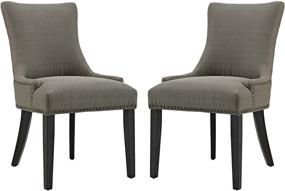 img 4 attached to 🪑 Modway Marquis Elegant Upholstered Fabric Parsons Dining Side Chair Set of 2, Granite with Nailhead Trim and Wood Legs