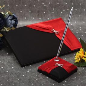 img 3 attached to 📔 Stylish Black and Red Guest Book with Pen Set by KateMelon – Perfect Wedding Accessories
