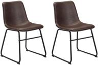 🪑 canglong mid century modern style dining chairs set with black metal base, brown faux leather bucket seat, pu leather, pack of 2, brown logo