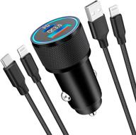 veetone 38w dual port usb c power delivery car charger with lightning cable - apple mfi certified for fast iphone/ipad/airpods charging logo