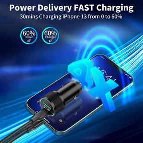 img 2 attached to Veetone 38W Dual Port USB C Power Delivery Car Charger with Lightning Cable - Apple MFi Certified for Fast iPhone/iPad/Airpods Charging