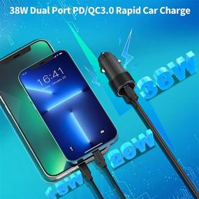 img 1 attached to Veetone 38W Dual Port USB C Power Delivery Car Charger with Lightning Cable - Apple MFi Certified for Fast iPhone/iPad/Airpods Charging