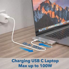 img 1 attached to WAVLINK 7-in-1 USB C Hub Adapter for MacBook Pro 2019 2018-2016 - Aluminum Hub with 4K HDMI, Thunderbolt 3 Port (40Gbps), 100W Power Delivery, 2 USB 3.0, USB 3.1, SD/Micro SD Card Reader - Silver