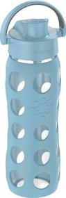 img 3 attached to Lifefactory 22-Ounce Active Flip Cap Glass Water Bottle, 22oz, Denim - Hydration on the Move!