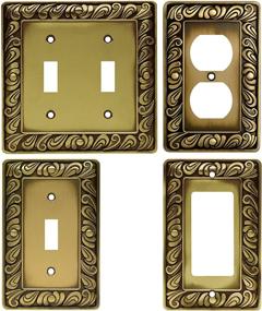 img 2 attached to 🔘 Paisley Double Toggle Switch Wall Plate: Enhance Your Décor with Franklin Brass 64040, Tumbled Antique Brass