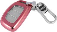 soft tpu key fob cover for hyundai - full protector for hyundai 2018-2021 sonata elantra tucson venue ioniq i40 ix35 i45 - 3/4 buttons keyless entry remote control - pink logo