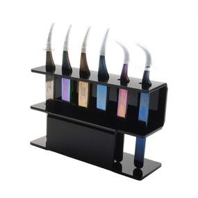 img 3 attached to 🔧 Durable Acrylic Eyelash Extension Tools Storage Holder- 1pc Tweezer Display Stand with 6 Holes for Organizing Tweezers, Scraper, and Shears in Black