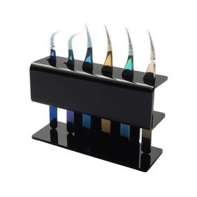 img 1 attached to 🔧 Durable Acrylic Eyelash Extension Tools Storage Holder- 1pc Tweezer Display Stand with 6 Holes for Organizing Tweezers, Scraper, and Shears in Black