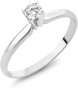 img 4 attached to Forever Classic Created Moissanite Solitaire Engagement Ring in 14K White Gold (0.23 Cttw, Round 4MM, Size 5-9) by Charles & Colvard