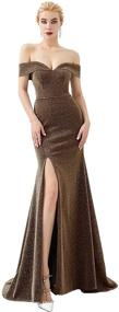 img 1 attached to 🧜 Glittery Mermaid Evening Dresses for Women - Bridesmaid Clothing with Shoulder Detail