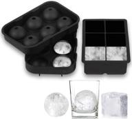 helpcook ice cube trays: silicone sphere ice ball maker and large square molds for whiskey & cocktails - bpa-free & reusable logo