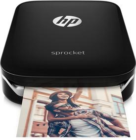 img 4 attached to 🖨️ Черный портативный фотопринтер HP Sprocket - печатайте фотографии из социальных сетей на самоклеящейся 2x3 дюймовой бумаге (X7N08A)