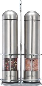 img 4 attached to Convenient 2 Pack Electric Salt and Pepper Grinder Set with Adjustable Coarseness and Light