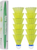 🏸 zhenan 12-pack high-speed badminton shuttlecocks, 77 grains - advanced nylon feather birdies (yellow, nylon) with superior stability and durability - ideal for indoor/outdoor sports, hight-speed badminton training logo