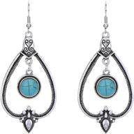 💎 exquisite coadipress antique silver earrings: vintage bohemian style with simulated turquoise water drop carvings logo