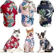 🐶 whaline hawaiian dog shirts: stylish chiffon summer clothing with pineapple & coconut tree patterns - ideal pet apparel for beach fun, breathable short sleeve suit (set of 3) логотип