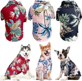 img 4 attached to 🐶 Whaline Hawaiian Dog Shirts: Stylish Chiffon Summer Clothing with Pineapple & Coconut Tree Patterns - Ideal Pet Apparel for Beach Fun, Breathable Short Sleeve Suit (Set of 3)