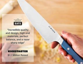 img 1 attached to 🔪 Misen Chef Knife - 8 Inch Professional High Carbon Steel Ultra Sharp Kitchen Knife, Blue