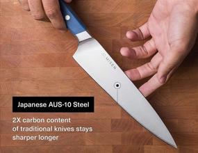 img 3 attached to 🔪 Misen Chef Knife - 8 Inch Professional High Carbon Steel Ultra Sharp Kitchen Knife, Blue