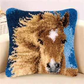 img 4 attached to LAPATAIN Latch Hook Kits: DIY Throw Pillow Cover - Horse Design, Crochet Needlework Cushion Hand Craft for Great Family, 15.7X15.7inch