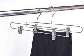 img 3 attached to 👖 10-Pack Chrome Pant Hangers with Clips - Premium Quality Pant & Skirt Hanger Set - 360-Degree Metal Swivel Hook Hangers for Clothes, Pants - Durable, Anti-Rust Jean, Slack & Trouser Hangers